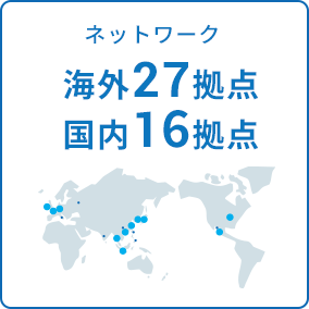 ネットワーク 海外27拠点 国内17拠点